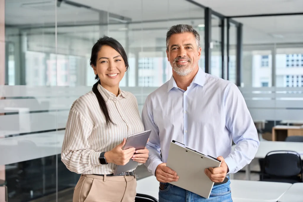 happy diverse professional business man and woman 2025 02 11 16 24 06 utc